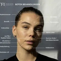 Botox-Behandlungen gegen Zornesfalten, Stirnfalten und Krähenfüße. Auch für Lippenlifting, Mundwinkelanhebung und mehr.