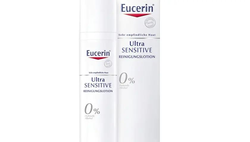Eucerin Ultra Sensitive Reinigungslotion für sehr empfindliche Haut, ohne Duftstoffe und Alkohol. Hilft bei trockener fettiger Haut.