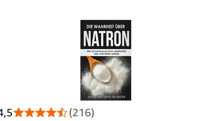 Buchcover "Die Wahrheit über Natron". Zeigt Natron auf einem Holzlöffel. Erfahren Sie, wie Natron gegen Mitesser helfen kann.