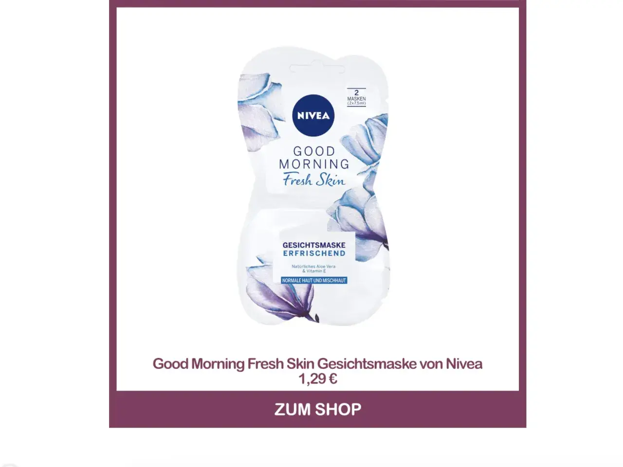 Nivea Good Morning Fresh Skin Gesichtsmaske für morgens oder abends. Erfrischt normale und Mischhaut.