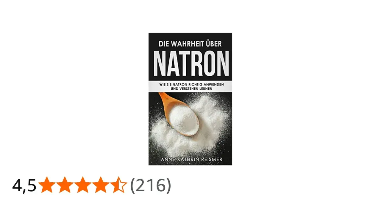 Buchcover "Die Wahrheit über Natron". Zeigt Natron auf einem Holzlöffel. Erfahren Sie, wie Natron gegen Mitesser helfen kann.