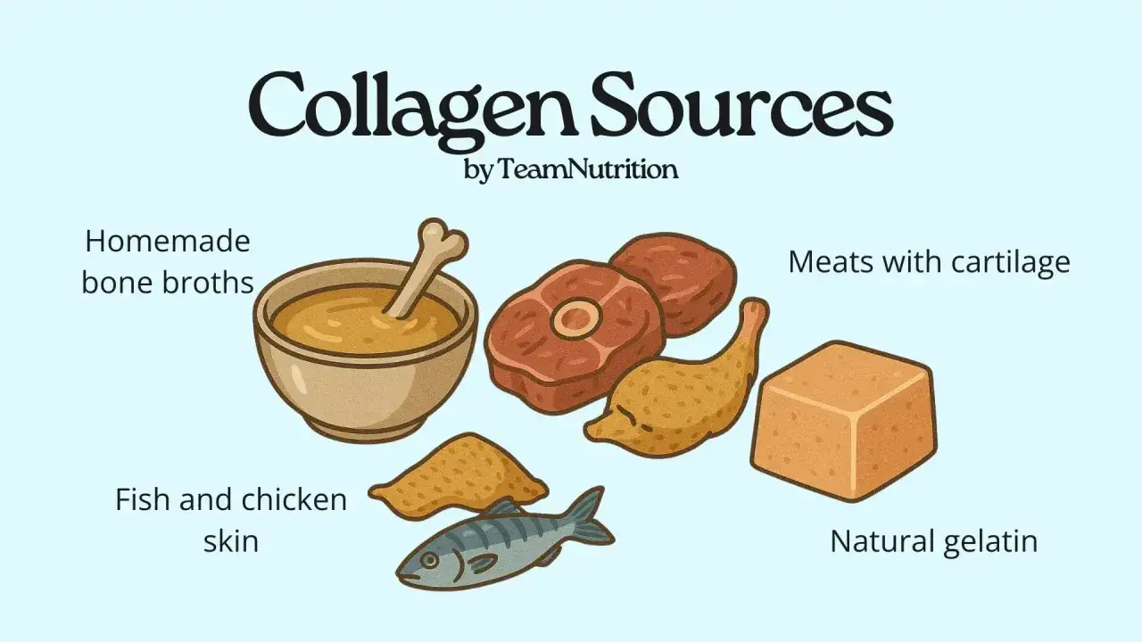 Kollagen lebensmittel: Knochenbrühe, Fleisch mit Knorpel, Fisch- und Hühnerhaut, natürliches Gelatine.
