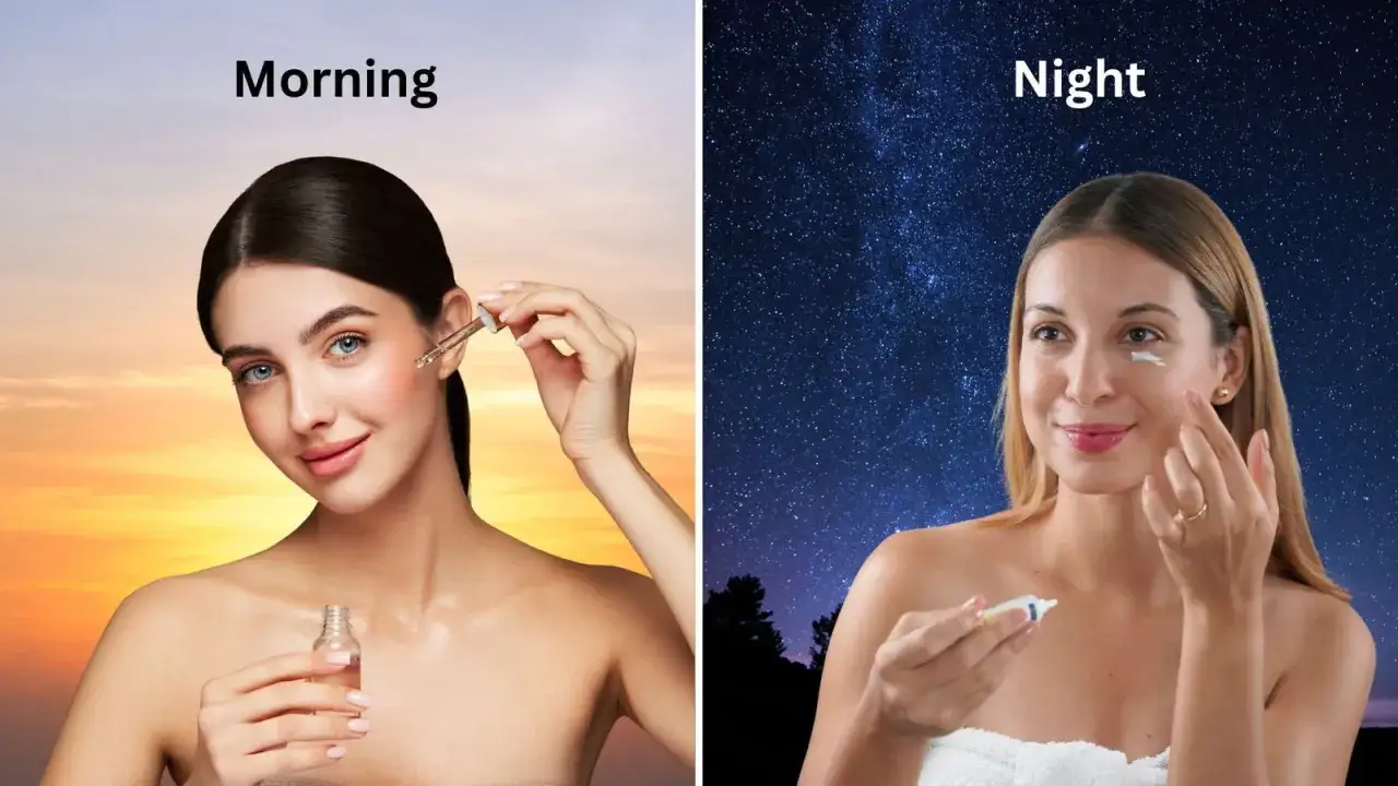 Morgenroutine mit Vitamin C Serum, Abendpflege mit Retinol.